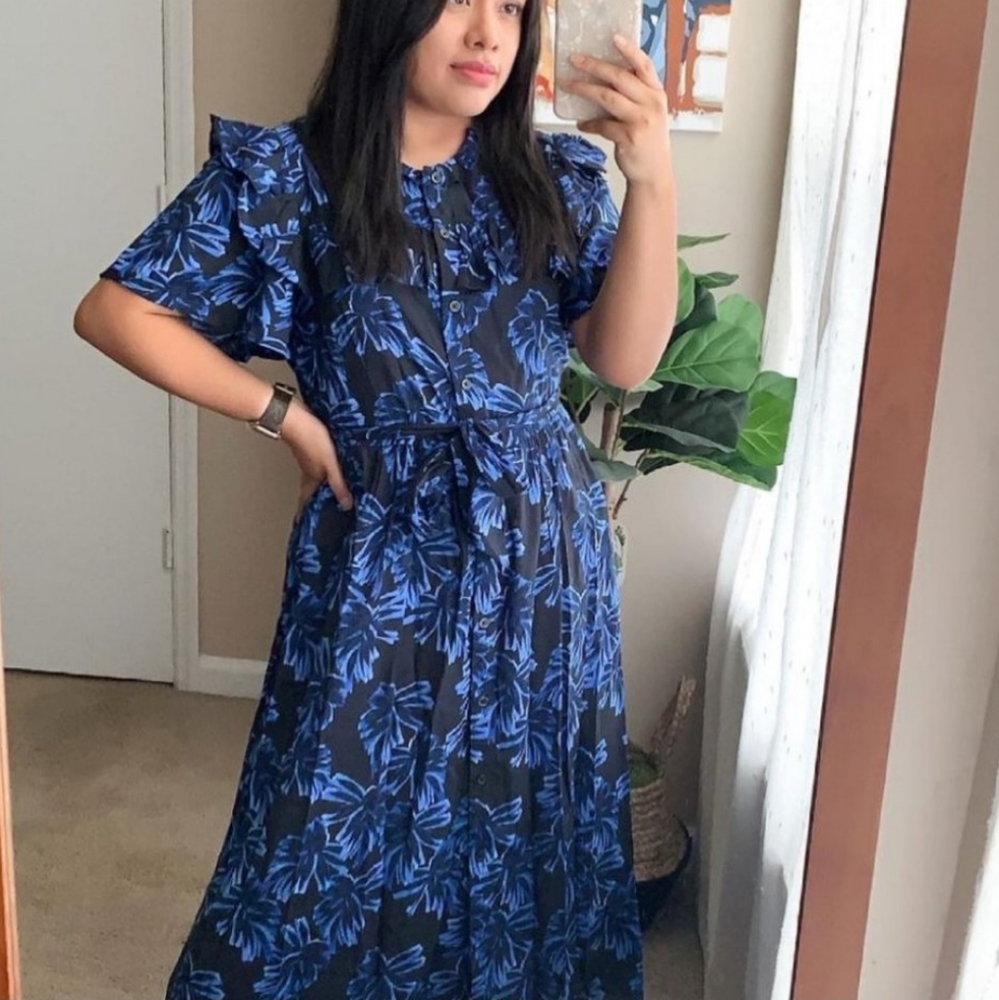 📌FINAL SALE  |WWW | Ruffle Floral Print Shirt Dress
